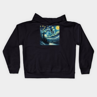 Ski Jumping Starry Night - Winter Sports Kids Hoodie